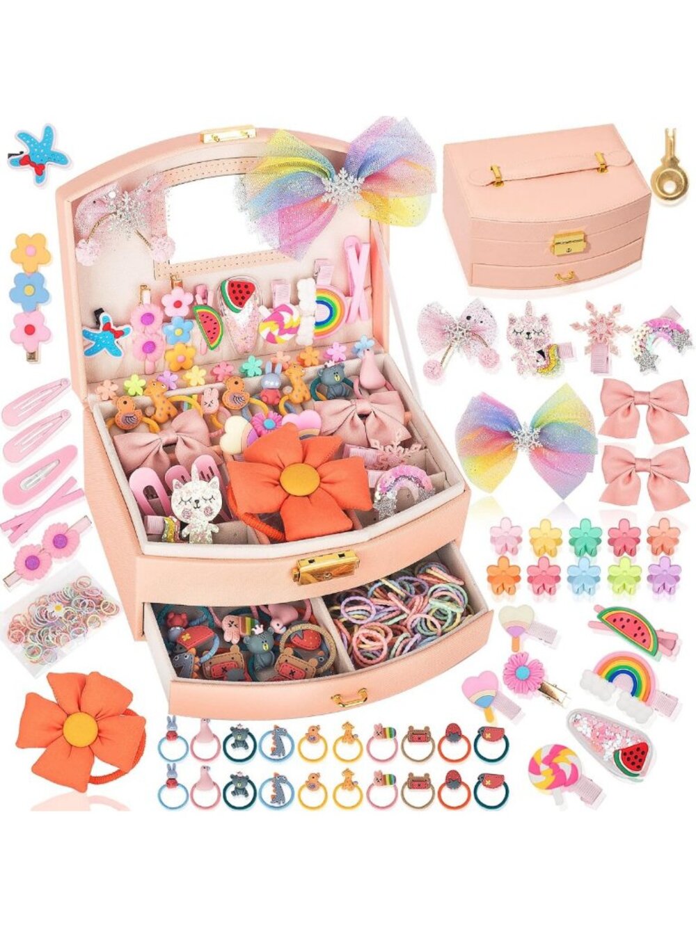Girls' Hair Accessories Set - Clips, Barrettes, Ties & Bows - Perfect Gift for